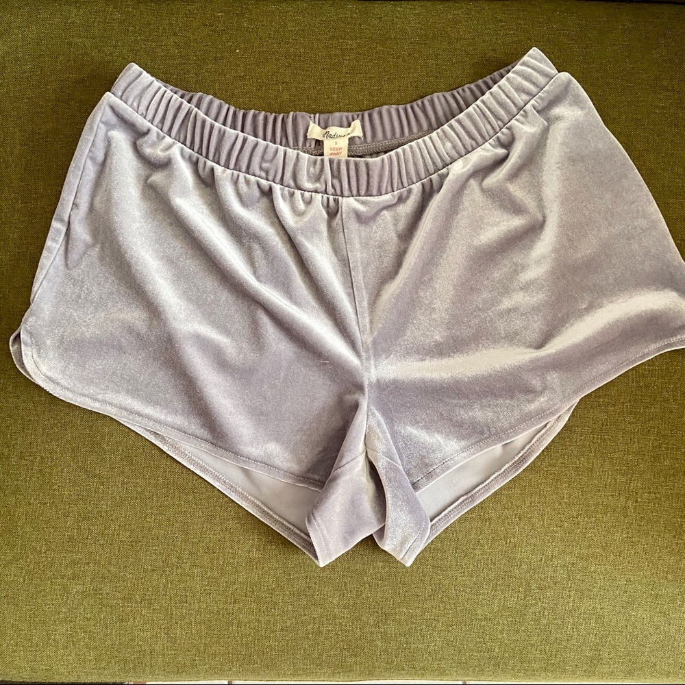 MADEWELL SILVER CRUSHED VELVET SHORTS
